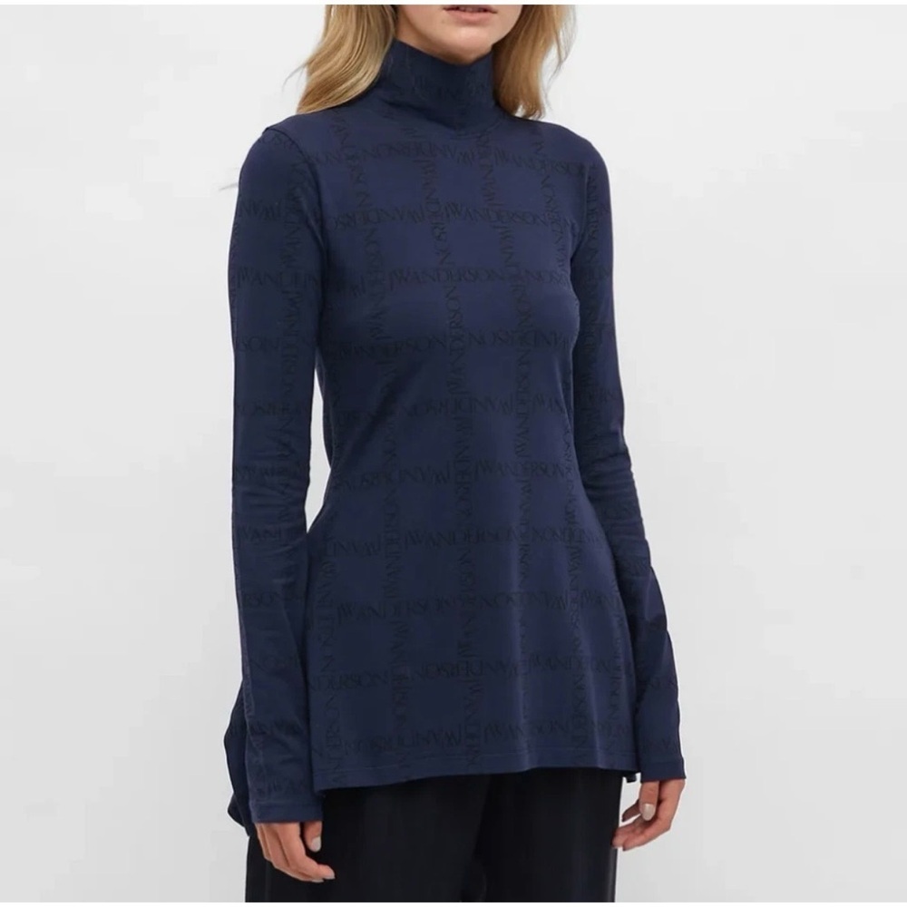 JW ANDERSON Women's  ASYMMETRIC Blue Long Sleeve Turtleneck Top Size XS